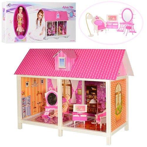 Домик для куклы 84-41,5-63,5 см в наборе с куклой 28 см, мебель, коробка 85,5-36-6 см - фото 1 - id-p1493013695