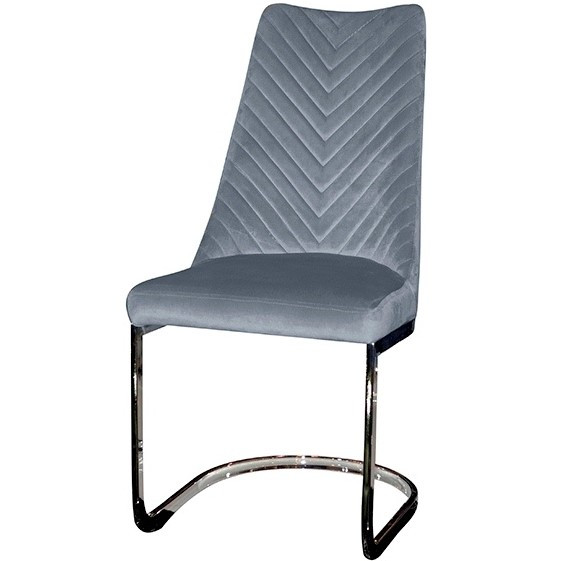 Стілець обідній на металевих полозах Прайм оббивка велюр колір сірий PrestolTM