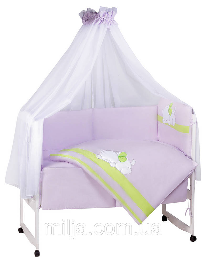 Дитяча постіль Tuttolina Sleeping Cat (7 елементів) 65 светлосиреневый-салатовий (кіт спить)