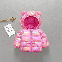 Детская блестящая розовая куртка-хамелеон на девочку, курточка демисезонная переливающаяся