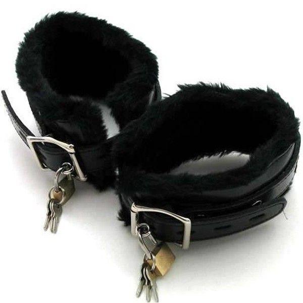 Наножники з хутром чорні для БДСМ Кайф, фото 1