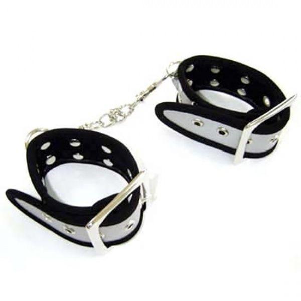 Наножники шкіряні чорно-білі для БДСМ Кайф, фото 1