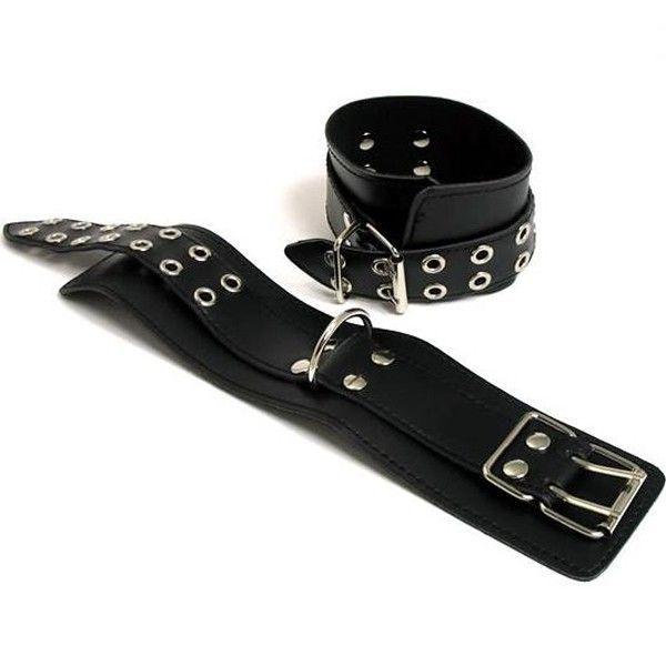 Чорні шкіряні наножники для БДСМ-ігор Кайф, фото 1