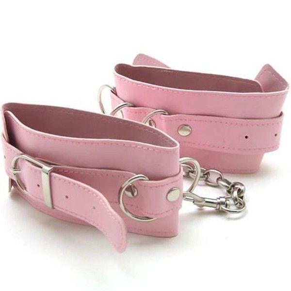 Кайдани для ніг шкіряні подвійні рожеві Кайф, фото 1