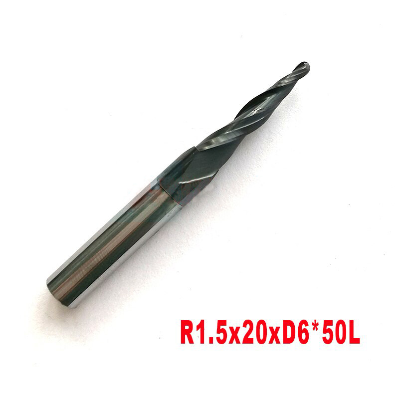 Спіральний конектор фреза нарізна Jerray R1.5 D6*L50*l20, карбідний хвостовик конусний HRC55 покриття TiAIN