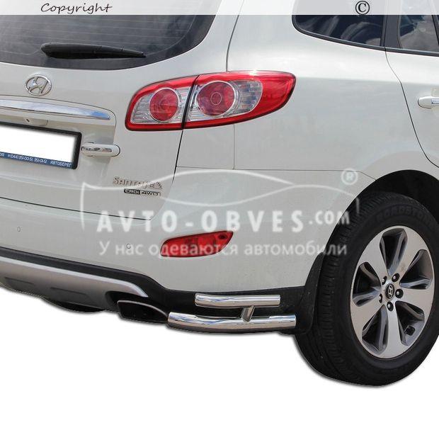 Захист заднього бампера Hyundai Santa Fe II - тип: подвійні кути, Ø:60х1.6мм