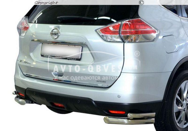 Захист заднього бампера Nissan Rogue 2017-2021 - тип: подвійні кути, Ø:60х1.6мм