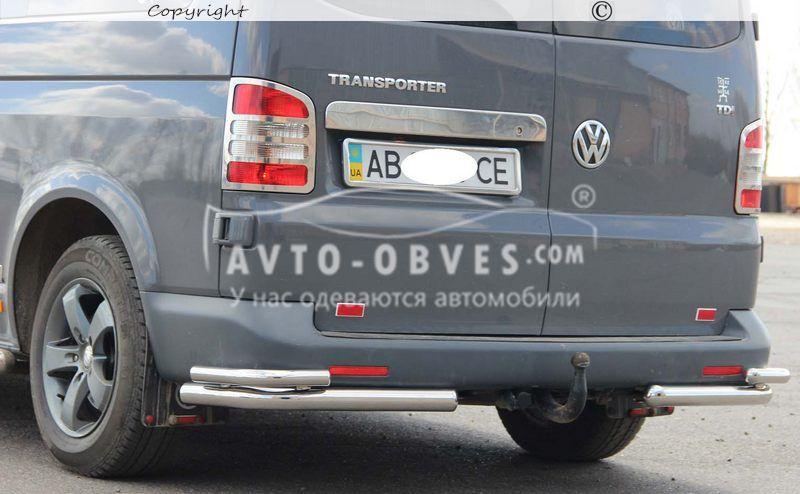 Защита заднего бампера Volkswagen T5 L1\L2 - тип: двойные углы, база: короткая Ø:60х2.0мм - фото 4 - id-p550536145