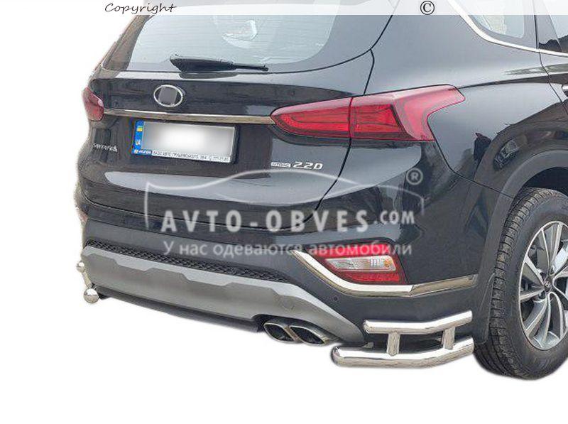 Захист заднього бампера Hyundai Santa Fe 2017-... - тип: подвійні кути