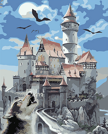 Картина за номерами "Таємничий замок". Розмір картини 40*50 див., фото 2