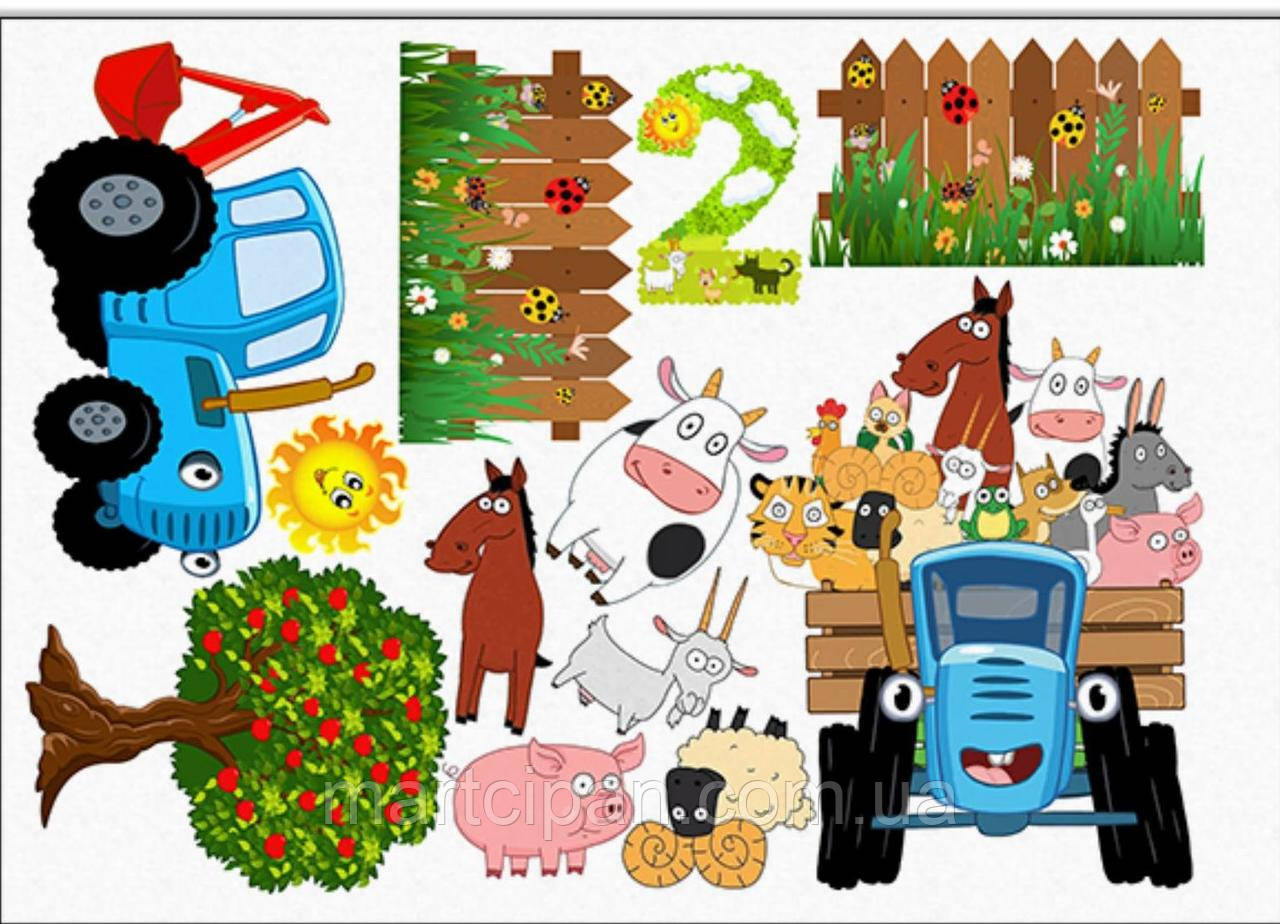 Синій трактор вафельна картинка, фото 1