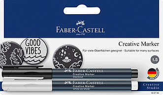 Маркери для декору Faber-Castell Creative Marker White and Black, M (1,5 мм), 2 шт. колір білий і чорний, 160795