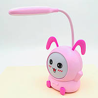 Дитяча настільна лампа світильник Райдужний зайчик Рожева