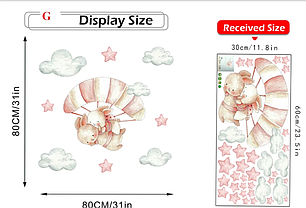 Вінілові наклейки на стіну в дитсадок Зайчики на парашуті (лист 30 х 60 см) Б64-2, фото 2