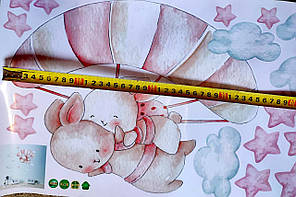 Вінілові наклейки на стіну в дитсадок Зайчики на парашуті (лист 30 х 60 см) Б64-2, фото 3