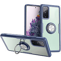 TPU+PC чехол Deen CrystalRing for Magnet (opp) для Samsung Galaxy Note 20 Бесцветный / Темно-синий