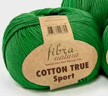 Бавовняна пряжа Cotton True Sport Fibra Natura Котон Тру спорт, різні кольори, червоний Зелений