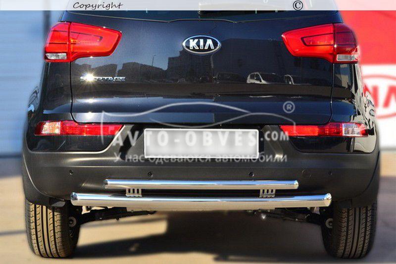 Защита заднего бампера Kia Spotage 2010-2015 - тип: двойной ус - фото 4 - id-p670551351