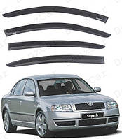 Ветровики Skoda Superb I Sd 2001-2008 (на скотче)\Дефлекторы окон Шкода Октавия Суперб