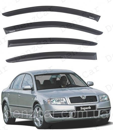 Вітровики Skoda Superb I Sd 2001-2008 (на скотчі)\Дефлектори вікон Шкода Октавія Суперб