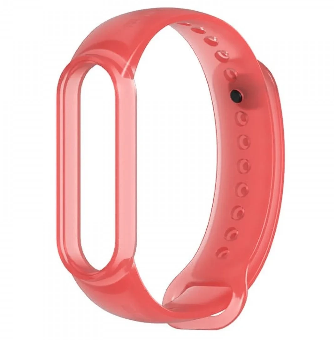 Силіконовий Браслет Xiaomi Mi band 3 4 5 M3 M4 M5 M6 Ремінець для Смарт-касів (прозорий червоний), фото 1