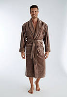 Бавовняний лазневий халат для чоловіка бежевого кольору (махровий) Nusa NS-1350