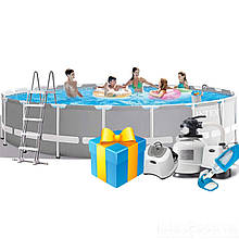 Каркасний басейн Intex 26756 - 16, 610 х 132 см (150 мл/11 р/год, 12 000 л/год, сходи, тент, підстилка, набір