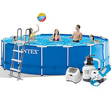 Каркасний басейн Intex 28242 - 7, 457 x 122 см (5 г/год, 6 000 л/год, сходи, тент, підстилка, набір для
