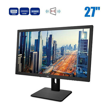 Монітор AOC I2775PQU / 27" (1920x1080) IPS / VGA, DVI, HDMI, USB 3.0, USB 2.0 / VESA 100 / Вбудовані колонки, фото 2