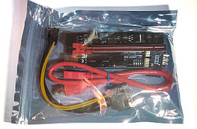 Райзер Riser VER 010S Plus PCI-E 1x to 16x PCE 164pin, 60см sata, molex, 6 pin, led, фото 5