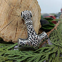 Молот Тора з вовчими головами, середній, бронза, срібло, золото., фото 2