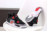 Кросівки N*ke Air Jordan 4 Retro "Чорний білий червоний" р 41, фото 2