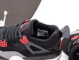Кросівки N*ke Air Jordan 4 Retro "Чорний білий червоний" р 41, фото 7