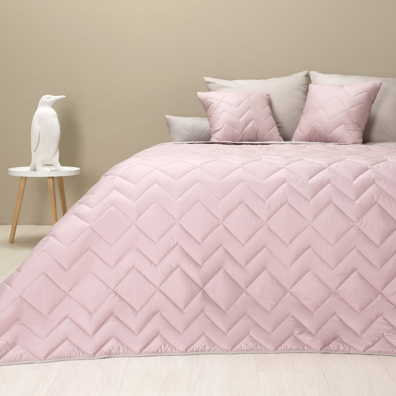 Покривало IZZI 260х240см двустороннє Пудра/Світло-сірий (240/260 см) Ідея, фото 1