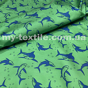 Плащівка Лаке принт Акули на зеленому