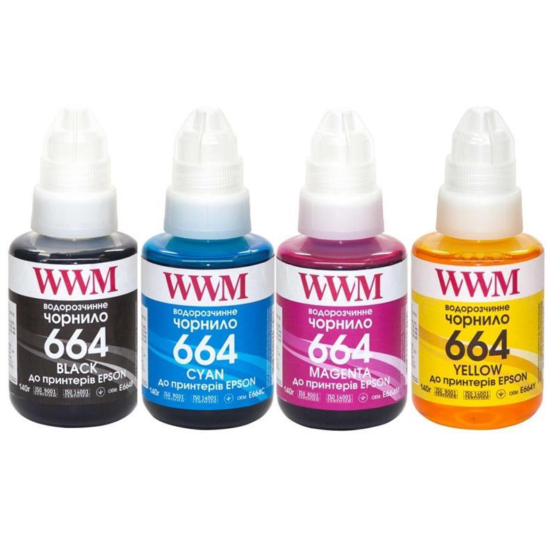 Комплект чорнила WWM для Epson L110/L210/L300 4х140г B/C/M/Y (E664SET4), фото 1