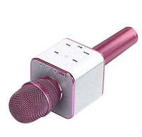 Беспроводной караоке микрофон UTM с динамиками в чехле Bluetooth USB Q7 Pink и