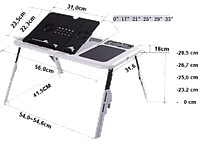 Столик для ноутбука E-Table LD-09 - Портативный складной столик подставка для ноутбука с 2 USB кулерами и