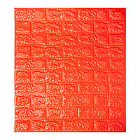 Декоративная 3D панель самоклейка под кирпич Оранжевый 700х770х5мм, панели для стен самоклеющиеся