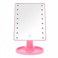 Зеркало для макияжа с 16 LED подсветкой сенсорная регулировка UKC Large Mirror розовый и
