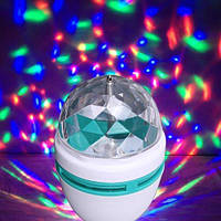 Светодиодная вращающаяся диско лампа LED Full Color Rotating Lamp Mini Party Light с переходником! и