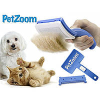 Щетка для животных самоочищающаяся Pet Zoom self cleaning grooming brush и