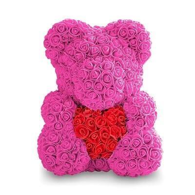 Медведь из роз Teddy Rose 3D высотой 25 см разные цвета, цветочный мишка и - фото 1 - id-p1550638336