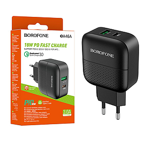Мережевий зарядний пристрій Borofone BA46A Premium PD18W + QC3.0