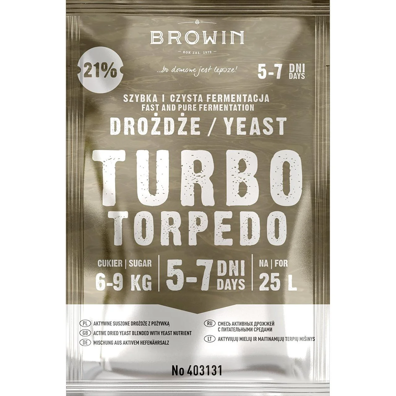 Дрожжи Browin Turbo Torpedo 5-7 дней 21% 403131 - фото 1 - id-p1550674402