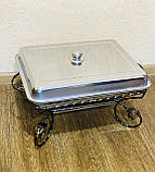 Садж (страва) для подачі (підігріву) шашлику прямокутний 45 х 35 кований, фото 2