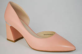 Туфлі човника із загостреним носком Geronea 101502 39 Рожева шкіра 36