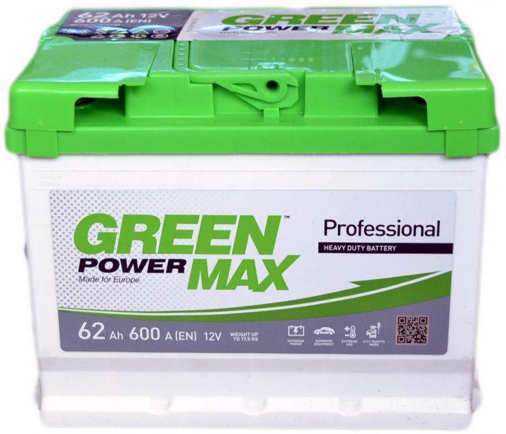 Автомобільний акумулятор GREEN POWER MAX 6СТ-62Ah Аз 600A (EN)