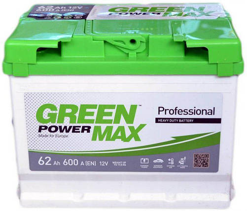 Автомобільний акумулятор GREEN POWER MAX 6СТ-62Ah Аз 600A (EN), фото 2