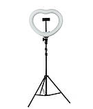 Світлодіодна лампа біла яскрава 2 режими серце 33 см зі штативом 2м 18 Вт, кільцева лампа для фото лампа LED тепле холодне світло, фото 4